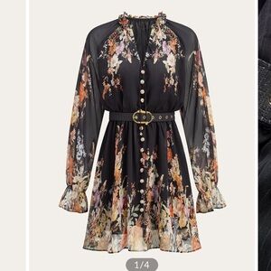 Commense Black Floral Long Sleeve Dress